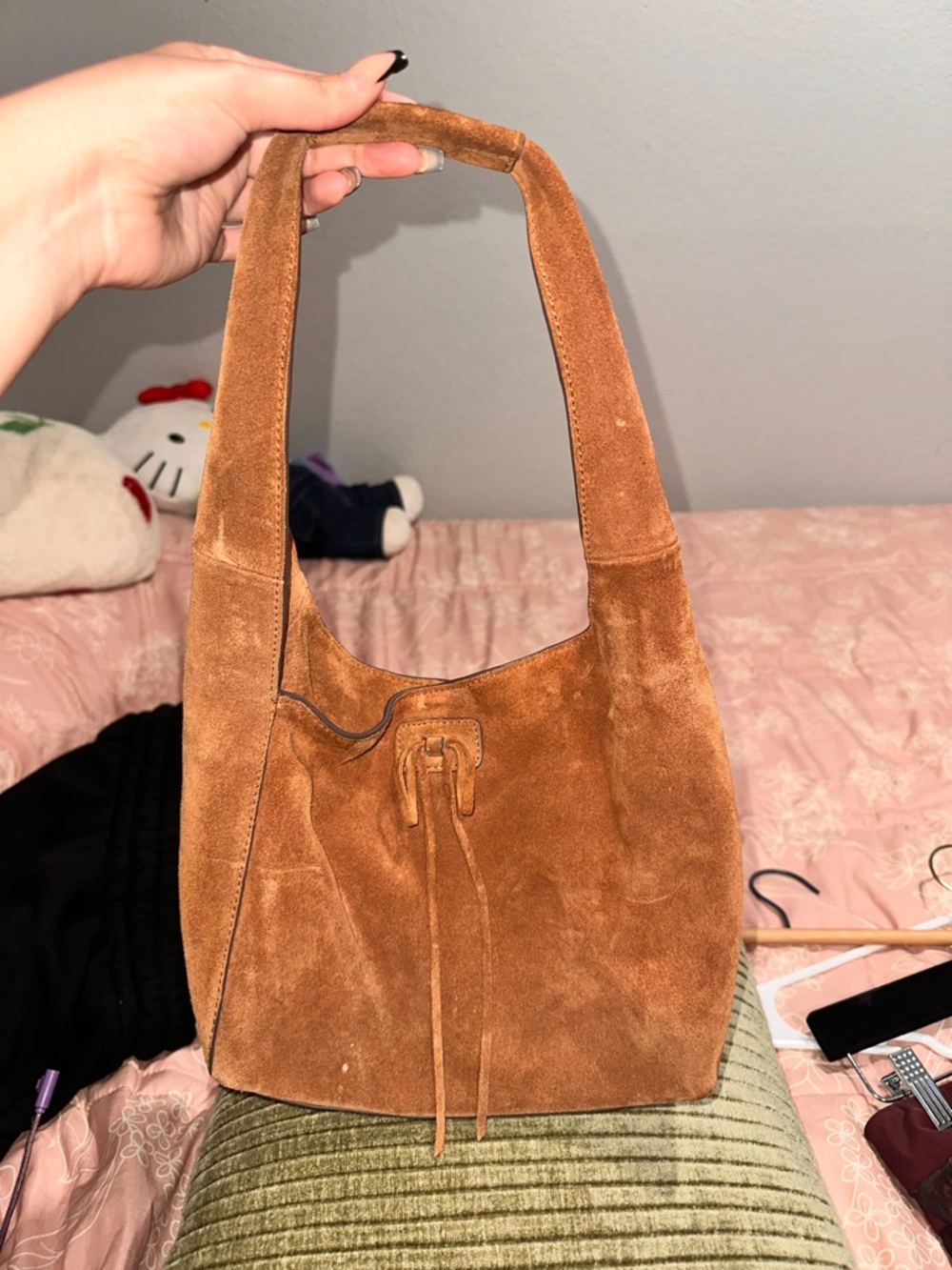 Lucky Brand Suede Shoulder Bag in Cognac